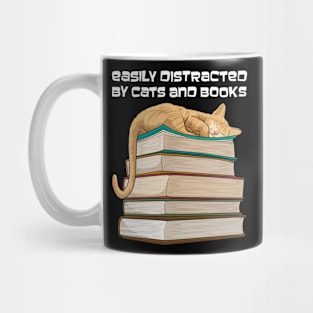 Easily Distracted By Cats And Books Cat Reading Mug